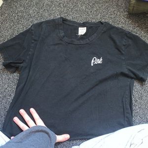 Plain Black VICTORIA SECRET PINK crop T-shirt